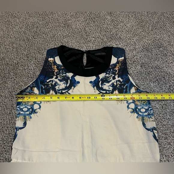 LIANG E LIANG YING Size L Ivory Blue Silky Blue Abstract Print Dress R $95 - Picture 11 of 12